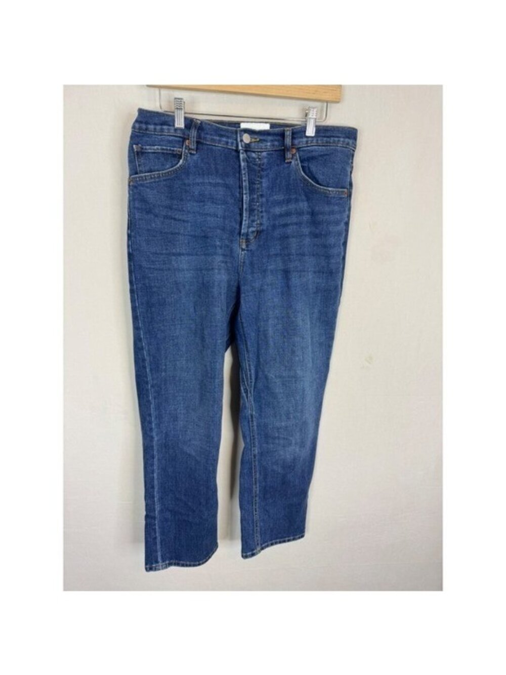DU/ER Performance Denim High Rise Straight Leg Jeans 31x27 Button Fly Coolmax